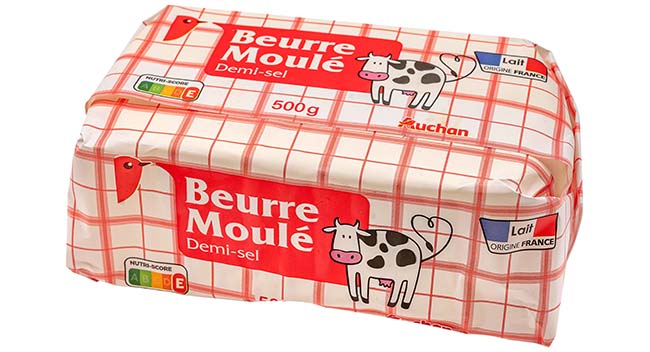 Beurre moulé Auchan 500g demi sel Loyez Woessen